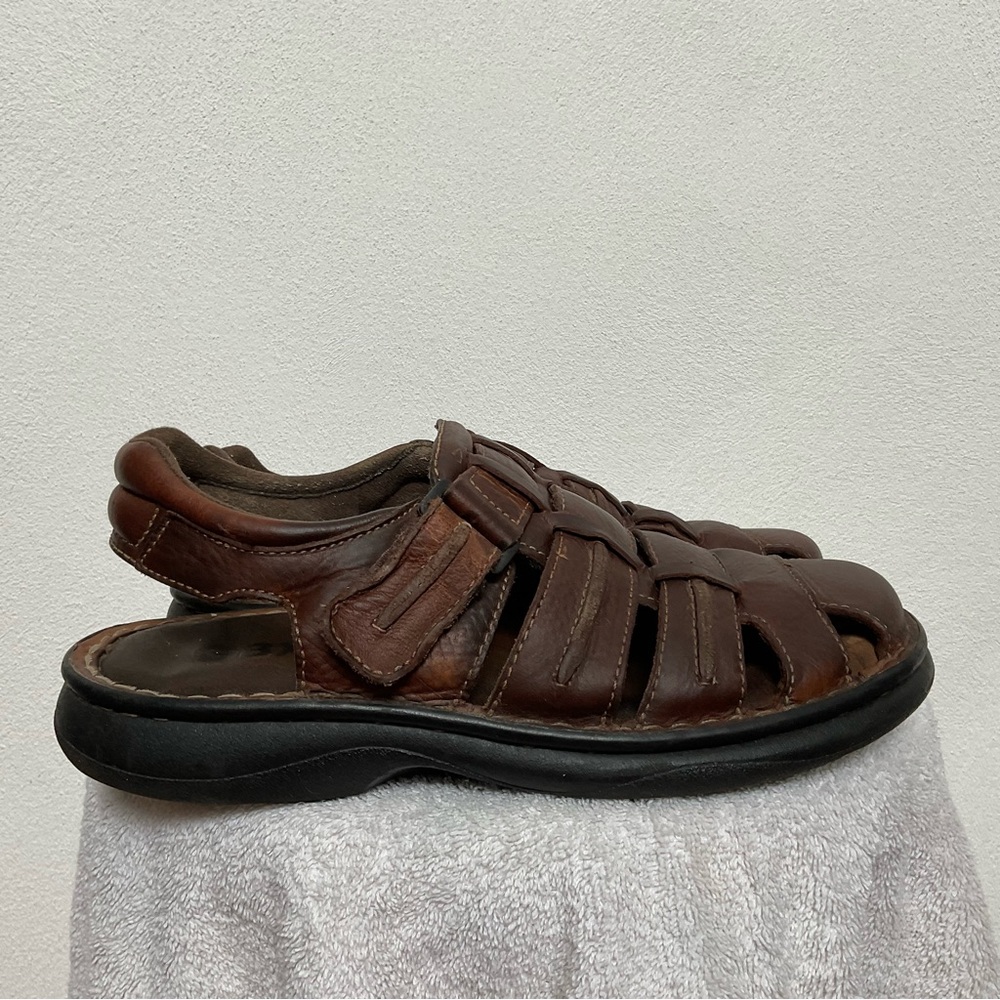 GBX Brookside Peanut Pitstop Brown Leather Woven Fisherman Sandal Size 9M
